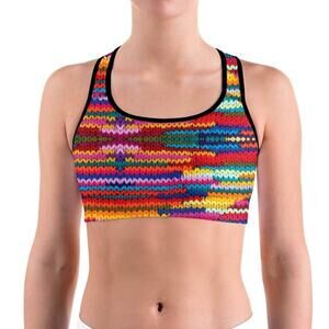 Gear Bunch 2XL Womens Racerback Sports Bra Knit Crochet Print Medium Impact